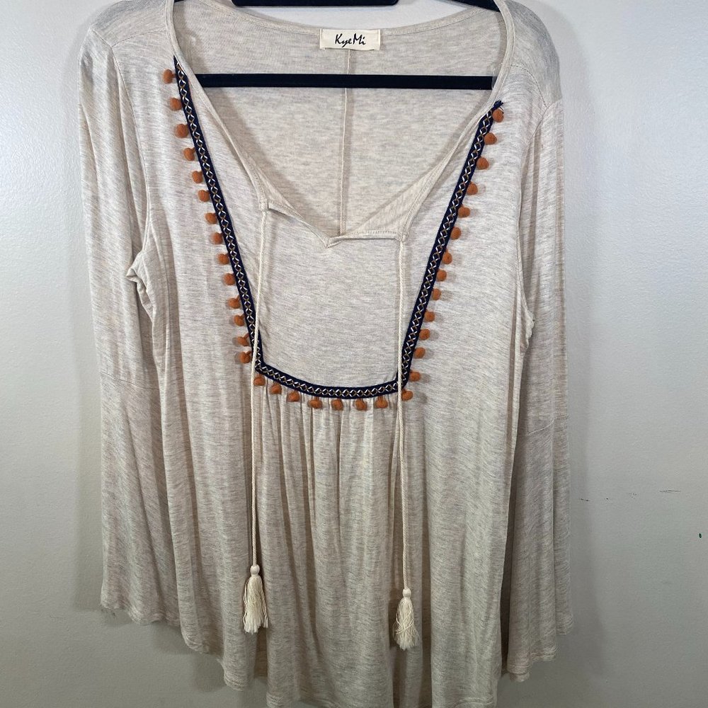 NWT Kye Mi Boho Tassel Top
